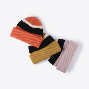 Tricolor Cuffed Knit Beanie