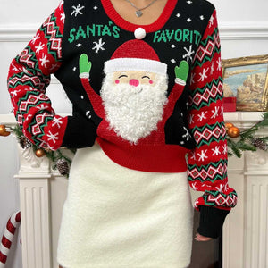 SANTA'S FAVORITE Graphic Long Sleeve Sweater