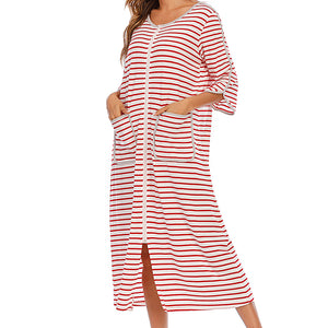 Round Neck Three-Quarter Sleeve Midi Night Dress