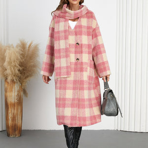 Plaid Button Up Long Sleeve Coat