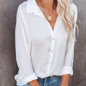 Button Down Collared Neck Long Sleeve Shirt