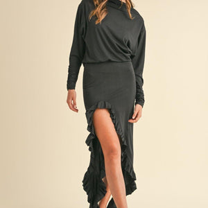 Mable Backless Asymmetric Ruffle Hem Dress