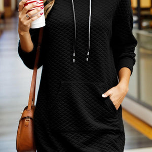 Drawstring Hooded Long Sleeve Mini Dress