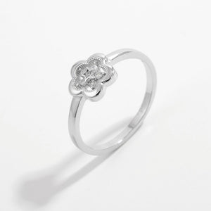 925 Sterling Silver Zircon Flower Ring