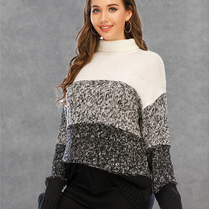 Angel Wings Color Block Turtleneck Sweater