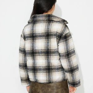 Plaid Zip Up Long Sleeve Jacket