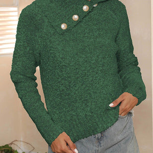 Asymmetric Collared Neck Long Sleeve Sweater