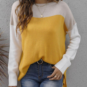 Color Block Round Neck Sweater