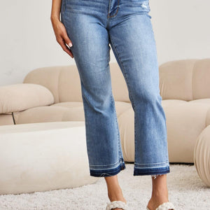 Judy Blue Full Size Release Hem Cropped Bootcut Jeans