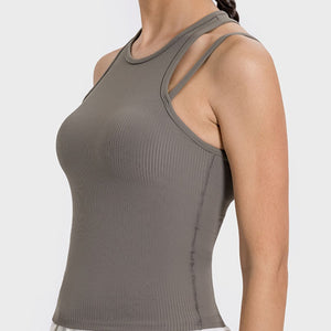 Millennia Cutout Round Neck Racerback Active Tank