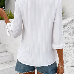 Round Neck Three-Quarter Sleeve Blouse