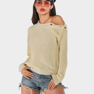 Perfee One Shoulder Long Sleeve Sweater