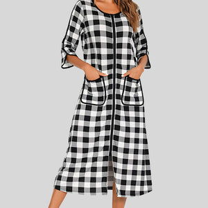 Round Neck Three-Quarter Sleeve Midi Night Dress