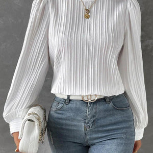 Round Neck Long Sleeve Blouse