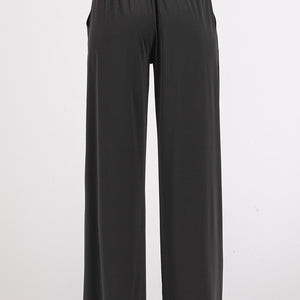 Mittoshop Stretch Banded Waist Wide Leg Pants with Pockets