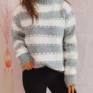 Striped Turtleneck Long Sleeve Sweater