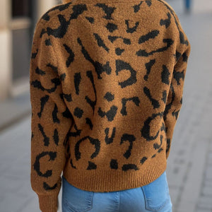 Leopard V-Neck Button Up Cardigan