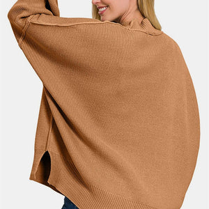 Zenana Side Sit Oversize Sweater