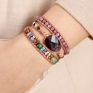 Triple-Layer Amethyst Bracelet