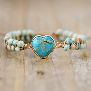 Handmade Heart Shape Natural Stone Bracelet