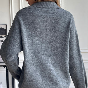 Half Zip Dropped Shoulder Sweater