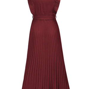 Tied Surplice Cap Sleeve Pleated Dress