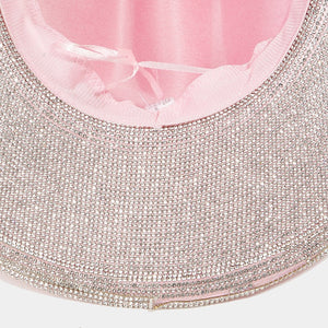 Fame Pave Rhinestone Trim Faux Suede Hat