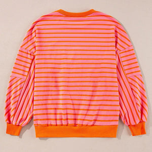 Striped Dropped Shoulder Long Sleeve Sweatshirt