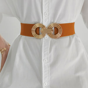 Geometric Buckle Elastic Wide Belt