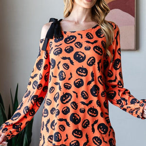 Heimish Pumpkin Print One Shoulder T-Shirt