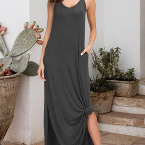 Slit Scoop Neck Sleeveless Dress