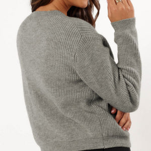 Bow Round Neck Long Sleeve Cardigan