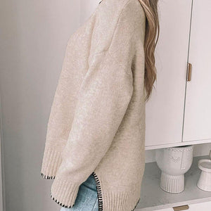 Perfee Round Neck Long Sleeve Sweater