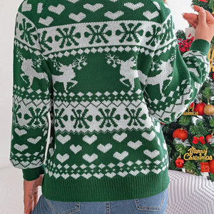 Christmas Element Round Neck Long Sleeve Sweater