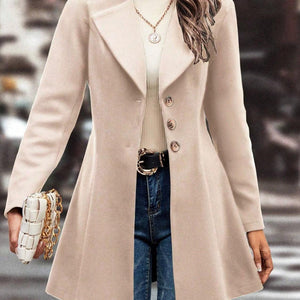 Collared Neck Long Sleeve Longline Coat