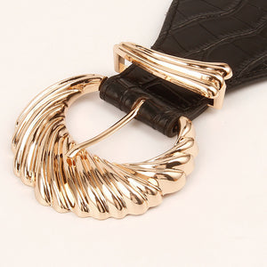 Shell Alloy Buckle Elastic Belt