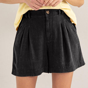 HYFVE High Waist Pleated Linen Shorts