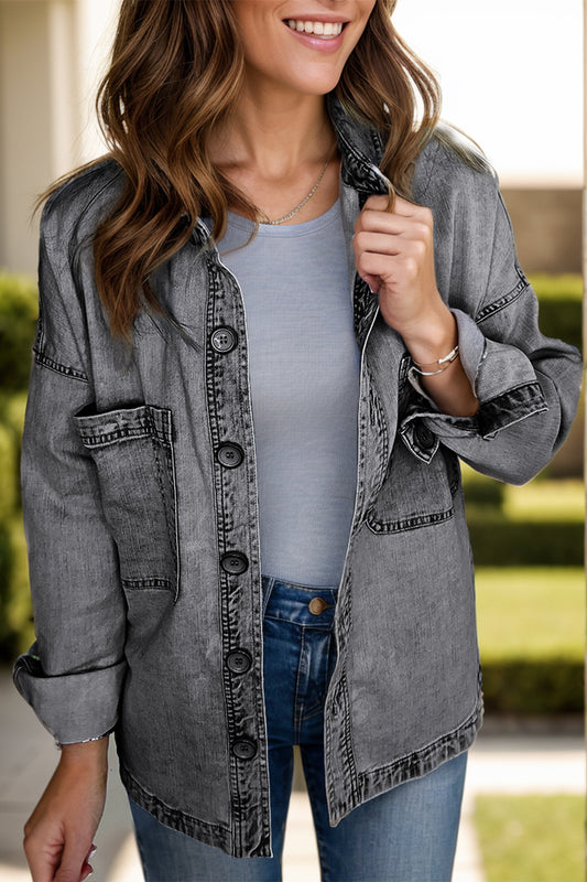 Button Up Long Sleeve Denim Jacket