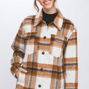 Love Tree Plaid Button Up Shacket