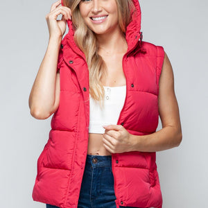 Snobbish Snap and Zip Closure Hooded Vest