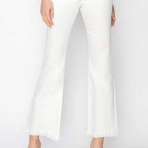 RISEN Full Size Tummy Control Crop Flare Step Hem Pants