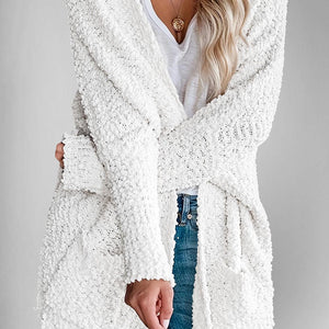 Double Take Pocketed Open Front Long Sleeve Cardigan