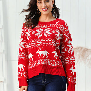 Reindeer & Snowflake Round Neck Sweater