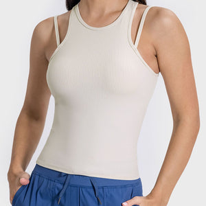 Millennia Cutout Round Neck Racerback Active Tank