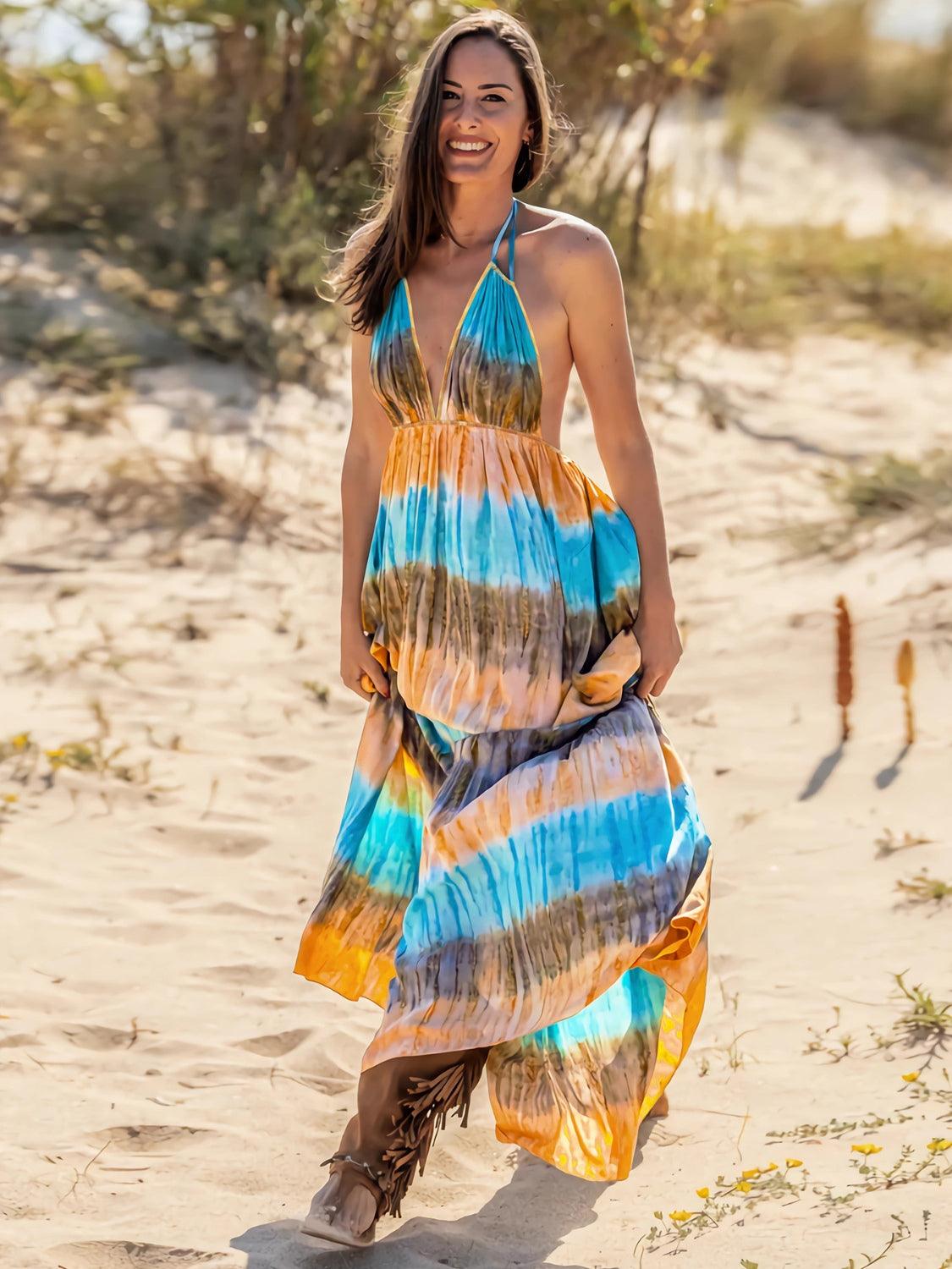 Tie-Dye Halter Neck Dress