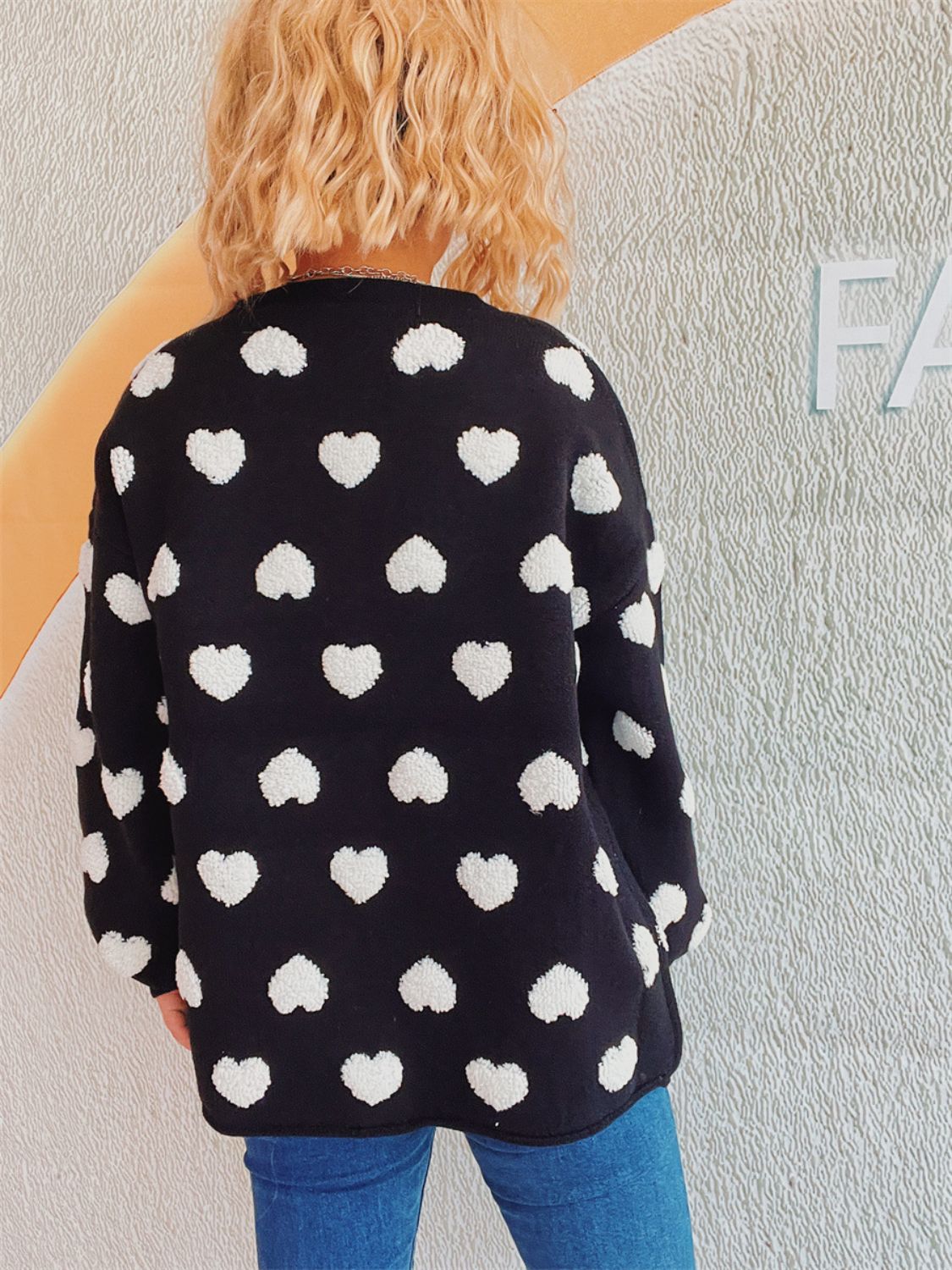 Heart Button Up Long Sleeve Cardigan