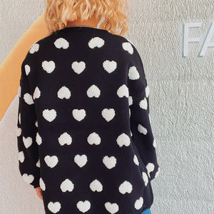 Heart Button Up Long Sleeve Cardigan