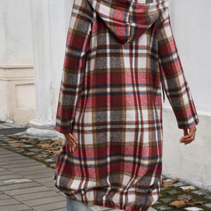 Devine Plaid Zip Up Hooded Coat