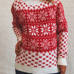 Snowflake Pattern Long Sleeve Sweater