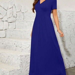 Surplice Short Sleeve Maxi Dress